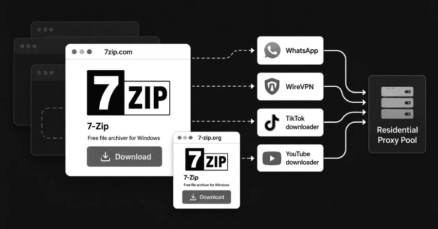 Sahte 7-Zip Yükleyiciler Cihazları Proxy Düğümüne Dönüştürüyor